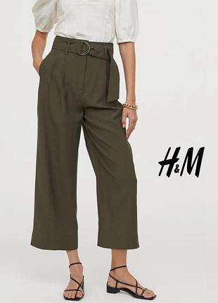 Брюки h&m широкі вкорочені кюлоти палаццо висока посадка штани