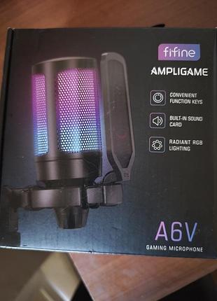 Ігровий usb-мікрофон fifine ampligame a6v з rgb-підсвічуванням