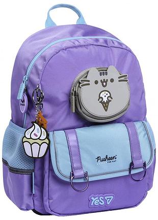 Рюкзак школьный ортопедический мягкий yes pusheen summer s-104s 550255 фиолетовый для девочки первоклассницы в школу