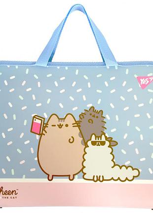 Папка-портфель с ручками на молнии yes pusheen а4 492316 пушин для девочек в школу занятий кружков