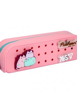 Пенал yes pusheen summer phs-2 м'який силіконовий рожевий 533846 — для школи дівчаток першокласниці