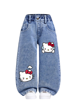 Джинси для дівчаток із принтом hello kitty 110 см
