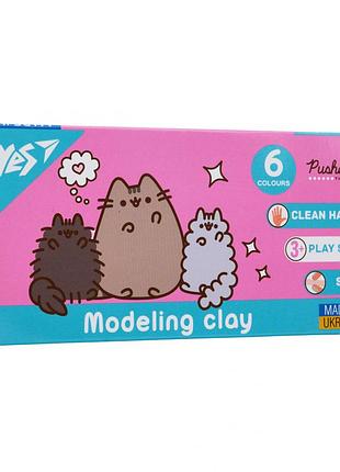 Пластилин yes pusheen 6 цветов 120 г 540651 — мягкий развивающий набор пластилина для детей школы садика