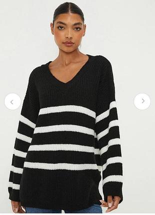Стильний светр у смужку dorothy perkins — оверсайз, v-виріз великий розмір