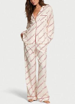 Фланелева піжама victoria’s secret cotton flannel long pajama set coconut white candy cane