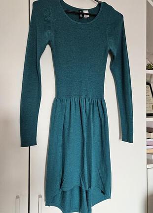Сукня h&m divided трикотажна асиметрична, розмір xs, смарагдова