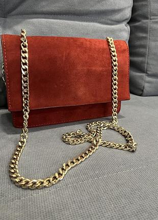 Zara замшева сумка на ланцюжку