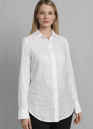 Белая льняная рубашка h&amp;m базовый блуза из льна классическая белая рубашка размер s/m идеальное состояние