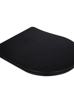 Сидіння для унітаза qtap (robin 490) 425 x 363 x 50 мм, matt black, з мікроліфтом, slim duroplast, quick release (qtsc179mb48676)