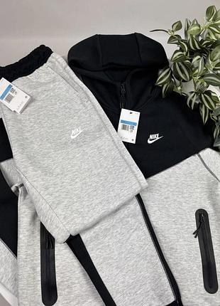 Чоловічий спортивний костюм від найк чорно-сірий костюм nike tech fleece спортивний костюм найк теч фліс