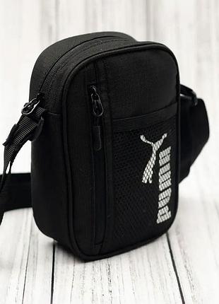 Спортивна чорна сумка puma через плече, чоловіча сумка пума, сумка мессенджер, барсетка puma