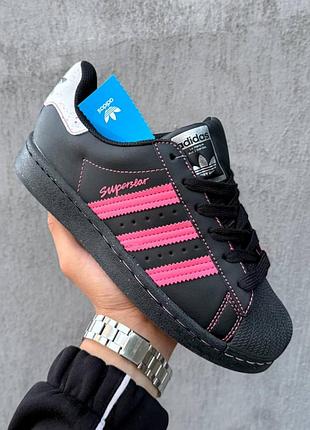 Adidas superstar black/pink thread