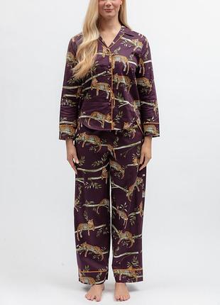 Пижама женская cyberjammies wild slumber 5628-5629 стильный домашний комплект комфортная одежда для сна 12/m фиолетовая с принтом