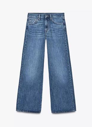 Жіночі сині широкі джинси zara wide-leg розмір 40 l