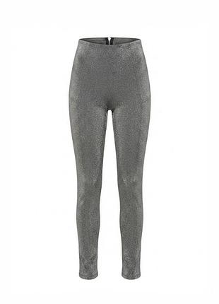 Блестящие серые леггинсы с молнией сзади h&m размер 10 (uk) / m (eur 38)
