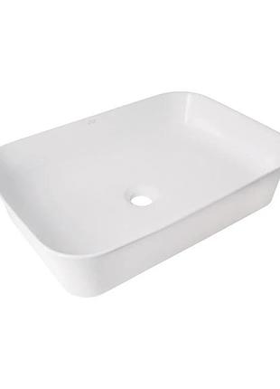Раковина накладна qtap virgo n прямокутна без донного клапана white (qt18116308w)