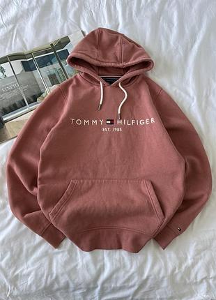 Худі на флісі tommy hilfiger з великим вишитим лого