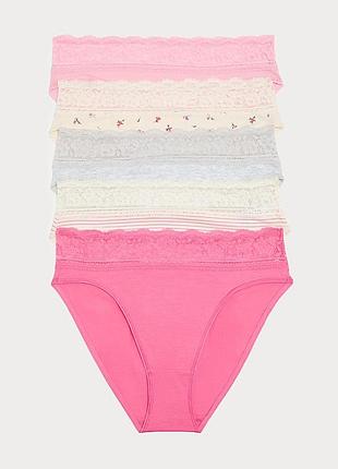 Набор женских трусов 5 штук marks & spencer  р-р 14,16 high leg кружево