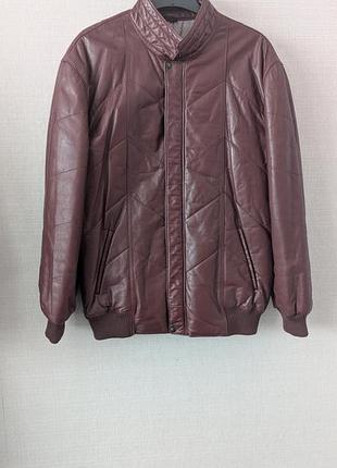 Мужская кожаная куртка ferruccio р.54 xl бордовая бомбер
