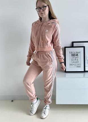 Велюровий костюм зіпка зіп-худі джогери штани adidas originals