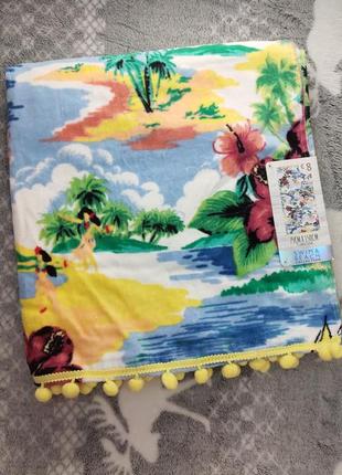 Пляжное полотенце с помпонами