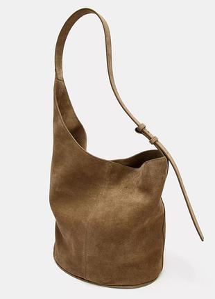 Замшевая сумка ведро zara