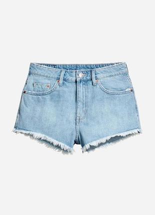 Голубые джинсовые шорты с необработанным краем divided h&m размер 8 (uk) / s (eur 34)