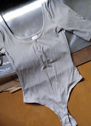 Боди h&amp;m xs хлопок бежевый