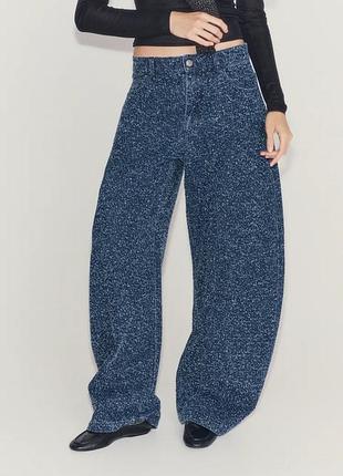 Фактурные джинсы zw collection wide leg со средней посадкой