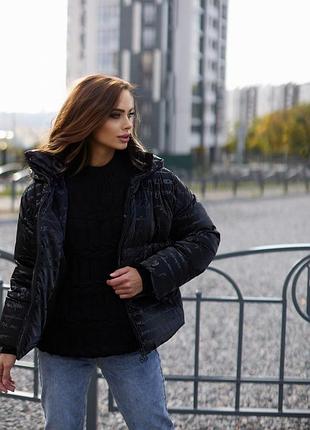 Чорна куртка пуховик l-xl