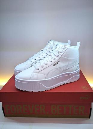Білі жіночі кросівки puma karmen ii mid eu 37–39 (см: 24 - 25,3) шкіряні оригінал
