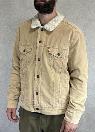 Куртка levi's type 3 sherpa trucker, розмір m, бежева vintage style