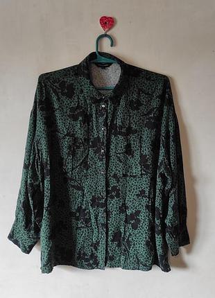 Зеленая блузка / рубашка peacocks в животный принт, р. 16 / xl-2xl