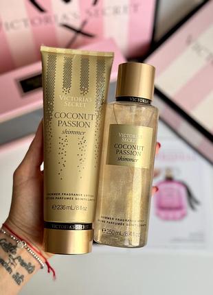 Спрей та лосьйон для тіла coconut passion shimmer victoria’s secret