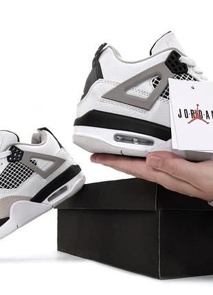 Кроссовки nike air jordan 4 retro white blck арт 15576