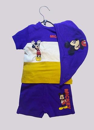 Комплект для хлопчика футболка, шорти і слинявчик міккі маус disney baby (0-3 міс)