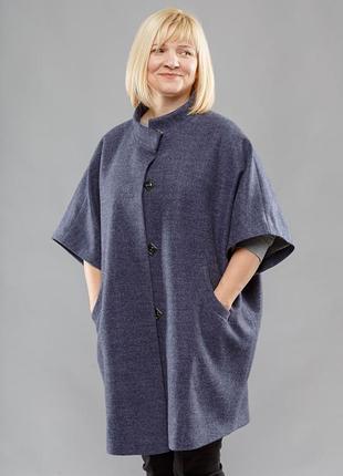 Пальто вовняне vil'ni сея темно-синій меланж 44