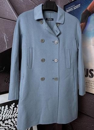Пальто жіноче maxmara шерстяне в блакитному кольорі