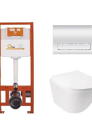 Готове рішення qtap для ванної кімнати: підвісний унітаз jay ultra quiet 485 x 360 x 320 + комплект інсталяції nest 4 в 1 (лінійна