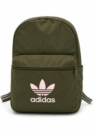 Рюкзак adidas originals trefoil backpack хакі з логотипом оригінал міський