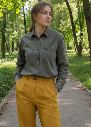Рубашка с длинным рукавом цвета хаки от бренда dorothy perkins