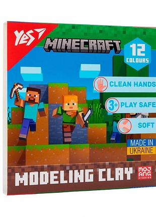 Пластилин yes minecraft 12 цветов 240 г 540668 — мягкий развивающий набор для детей.