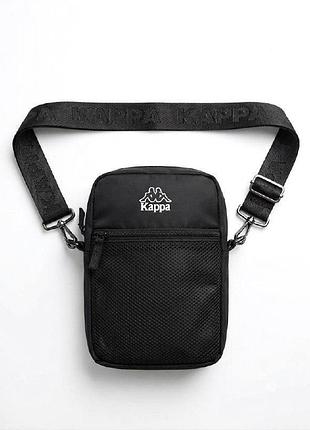 Сумка через плечо kappa черная унисекс текстильная компактная crossbody
