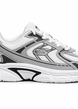 Кросівки чоловічі skechers біло-сірі текстильні 40 (27 см)