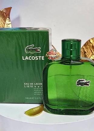 Чоловіча туалетна вода lacoste l.12.12 vert edt (лакосте верт, зелені) 100 мл цитрусові фужерні свіжі легкі стійкі шлейфові