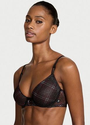 Бюстгальтер victoria’s secret sexy tee shimmer mesh lace-up unlined demi bra
