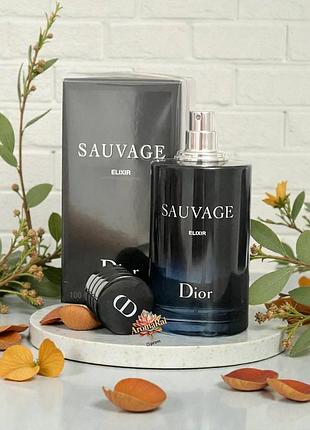 Мужская парфюмированная вода dior sauvage elixir (диор саваж эликсир) 100 мл. качественный древесно-пряный аромат