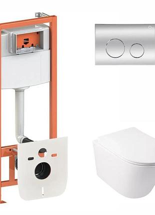 Готовое решение qtap для ванной комнаты: подвесной унитаз swan rimless 520 х 360 х 320 + комплект инсталляции nest 4 в 1 (круглая