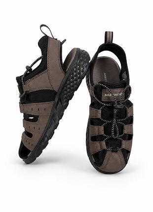 Мужские сандалии skechers из текстильные коричневые р. 42