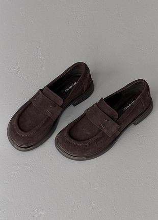 Лоферы olli shoes из натуральных материалов замшевые коричневые